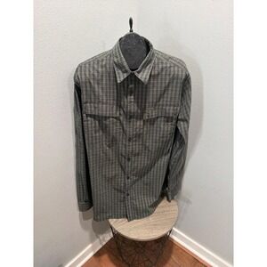 Columbia Hiking Button Up Shirt Plaid Omni-Shade Modal Totanium Mens Size L